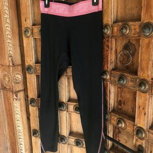 ❤️Black & Pink Flat Waist Cotton Yoga Leggings ❤️
